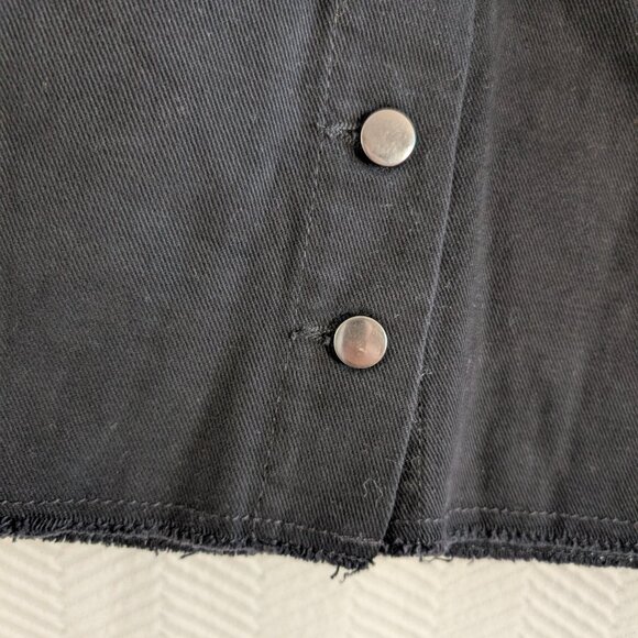 Simons Twik Black Button Down Mini Skirt Frayed Hem Large Pockets - Picture 4 of 6